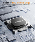 Close-up of a Superior SSD memory chip labeled 'Orlian' on a circuit board, highlighting performance features, for 1TB External Portable SSD With Dual Type C And USB A Ports USB 3.2 Gen 2 Up To 1000MB Per Second Snappy Data Transfer For Phone Android Laptops Windows And Mac Slim Go To Pocket Drive.