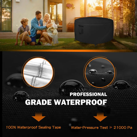 Round Patio Table Cover 36 Inch Diameter 28 Inch Height All Weather Waterproof Outdoor Table Cover With UV Resistant Protection