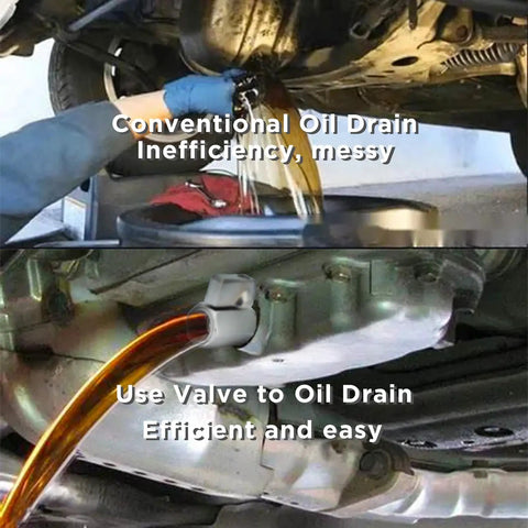 Comparison of conventional oil drain and M12 1.25 Thread Stainless Steel Oil Drain Valve Quick Release for easy change.