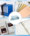 Heavy Duty Metal Two Hole Punch For A4 A5 B5 Paper, Adjustable Manual Paper Punch With 10 Sheet Capacity, Blue encircled by notebooks and binders