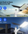 Heavy Duty Solar Street Light Outdoor, 55000Mah Battery, IP68 Waterproof Commercial Security Floodlight With Remote Control, Built Like A Tank For Every Block, Dusk To Dawn 10 Pack with solar panel and remote.