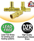 Half Inch Brass PEX Fittings Kit With 10 Elbows 10 Tees And 10 Couplers Straights For Domestic Water And Radiant Heating DIY Friendly