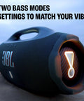 Hardest Hitting Portable Waterproof Speaker With Pro Sound And AI Boost, Dual Woofers And Tweeters, Black on beach