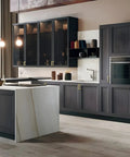Modern kitchen with dark wood cabinets featuring gold brass cabinet handles 24 pack 5 inch arch drawer pulls zinc cupboard hardware.