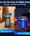 Outdoor Waterproof Solar Powered Bug Zapper Portable And No Fuss Rechargeable With Panel Sensor And LED Night Light