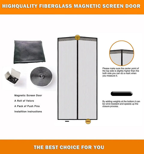Pet Friendly Magnetic Screen Door With Fiberglass Mesh Easy Install Sliding Screen For Doors Lets Breeze In While Keeping Bugs Out Durable Mesh Door Net For Patio Or Back Door with accessory items