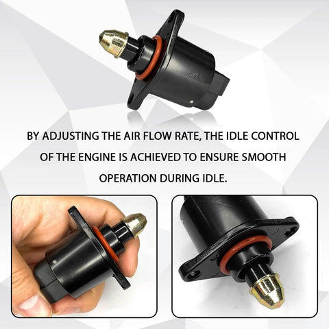Direct Fit Car Idle Air Control Valve And Throttle Response Regulator shown from hand and side angles with copper core interface.