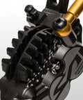 Close-up of Saint M820 Hydraulic Disc Brake and Lever Front Post Mount 4 Piston Caliper with I Spec B Reach Adjust feature.