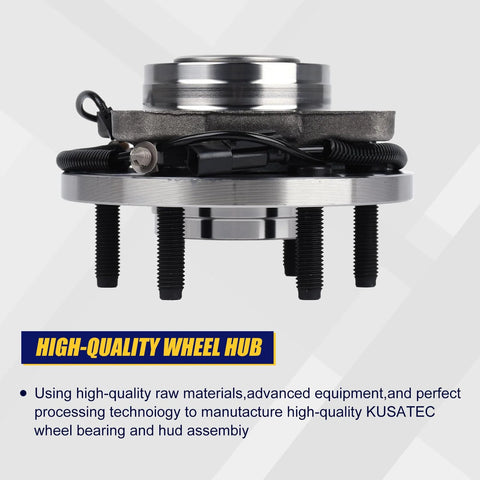 Wheel Bearing And Hub Assembly 515143 For Ford Expedition F150 Lincoln Navigator 2011 To 2014 Front RWD 6 Lug With ABS Replacement Front Wheel Hub Fits 6 Lug Trucks, detailed view of wheel hub with bolts and wiring.