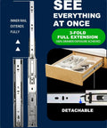 Heavy Duty 18 Inch Soft Close Drawer Slides With Full Extension For Cabinets And Dressers 6 Pairs 100 Lb Capacity Smooth Glide No Slam Close Rust Resistant Ball Bearing Hardware with installed drawer and visible extensions