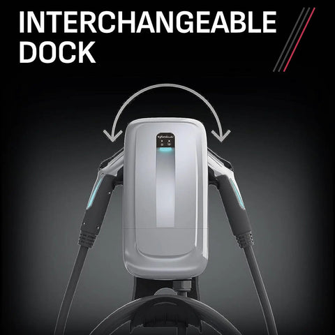 Level 2 EV Charger For Home 240V 50A With NEMA 6 50 Plug SAE J1772 Universal Connector WiFi And Bluetooth Enabled Weather Resistant SEV1600P650 interchangeable dock