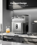 Solid Countertop Nugget Ice Maker Goes Hard On Rapid Cooling Spits Out Hella Chewable Pebble Chunks Quickly Generates Thirty Five Pounds Daily For Any Setup, compact design with visible ice.