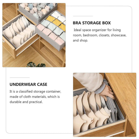 Slick Seven Compartment Folding Fabric Drawer Organizer For Underwear Socks And Hair Accessories To Quick Clean Up Your Bedroom Closet Space Without Any Sweat Or Hassle Today with bras and socks organized.