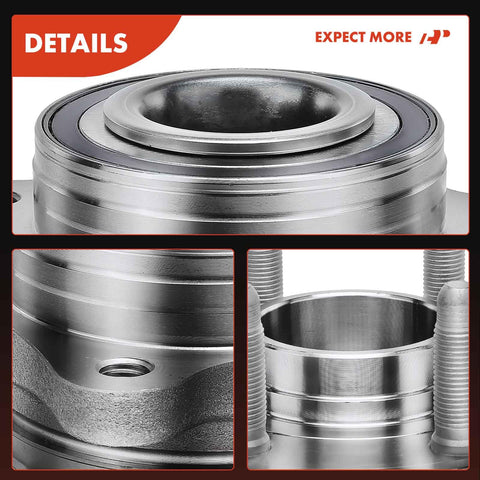 Close-up of Two Front Wheel Bearing And Hub Assembly Set For Chevrolet Colorado 2015-2022 And GMC Canyon 2015-2022 6 Lug 4WD Only Replacement