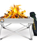 Portable 24 Inch Collapsible Fire Pit for Camping and Backyard, lightweight pop up campfire pit with carrying bag, firewood burning