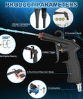 Senduzll Tornado car cleaning gun, aluminum alloy body with black handle for dry detailing using an air compressor
