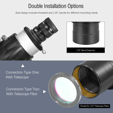 Flat Field 19mm Eyepiece For Telescopes 1.25 Inch Fully Multicoated 65 Degree Ultra Wide Angle Accessory dual installation options