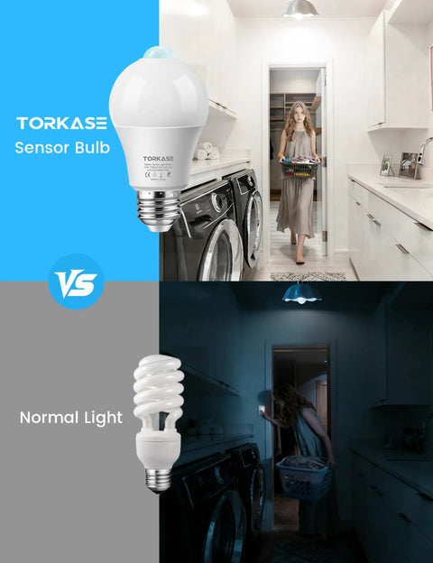 3 Pack Motion Sensor LED Bulbs A19 E26 13W 100W Equivalent Dusk To Dawn Light 5000K Daylight Infrared PIR Sensor Indoor Outdoor Security For Garage Porch Stairs Weatherproof Easy Install in laundry room comparison