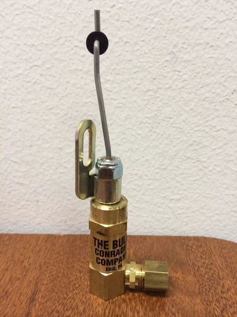 Throttle Control Cable For 5.5 To 6.5 HP Gas Engine Compressors And Knockoff Engines, brass construction, side view