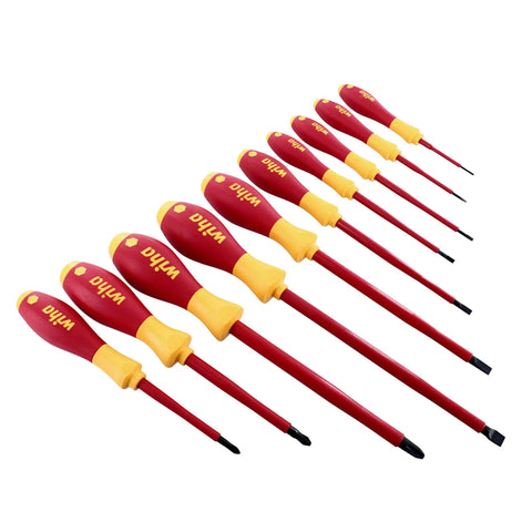 Insulated Screwdriver Set For Electricians Slotted Phillips And Inch Drive 1000 Volt Rated 15 Piece With Soft Grip Handle