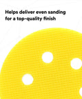 Close-up of yellow Foam Backing Sanding Disc Pad Kit For 3 Inch Discs With Five Adapters No Fuss Disc Changes Vacuum Sanding