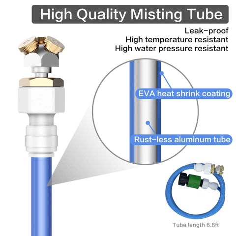 Upgraded Outdoor Misters For Patio With 3 Nozzles And Six Point Six Foot Aluminum Bendable Hose Misting System for cooling