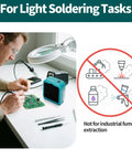 Sweet Compact Soldering Fume Extractor With Flexible Helping Hands and Heavy Duty Activated Carbon Filters used for light soldering tasks.