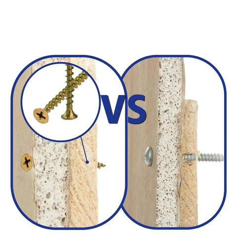 Coarse Thread Phillips Head Yellow Zinc Wood Screws Kit for Woodworking and DIY Projects Self Penetrating Spiral Insert Dual End Thread Linking for Concealed Tight Joints Includes Size Eight By One And A Half Inch To Eight By Three Inch 2 Boxes, wood joint close-up