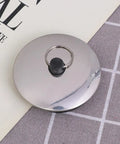 2pcs Rubber Drain Stopper for Bathtub, Bathroom and Kitchen, round shiny metal design with black rubber stopper, perfect for sealing.