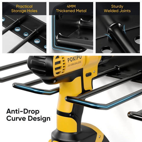 Power Tool Organizer Wall Mount Drill Holder Heavy Duty Garage Storage Rack with anti-drop design and sturdy welded joints