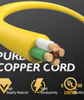 Close-up of Heavy Duty 30 Amp Generator Extension Cord L14 30P L14 30R 125 250V 7500W 10 AWG SJTW with copper wires exposed.