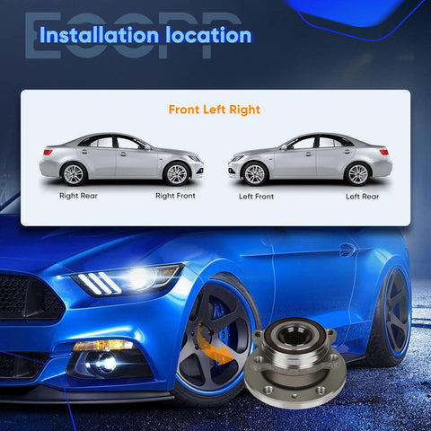Wheel Bearing And Hub Assembly 5 Lug With Abs For VW Jetta Beetle Golf GTI Passat Tiguan And Audi A3 TT CC Front Left And Right 2 Pack