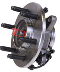 Heavy Duty Front Wheel Bearing And Hub Assembly Rugged Build For Smooth Handling Straight Plug Play Installation For 2004 To 2006 Ford F150 Lobo Mark Lt Four Wheel Drive close-up view with detailed bolts and sensor.