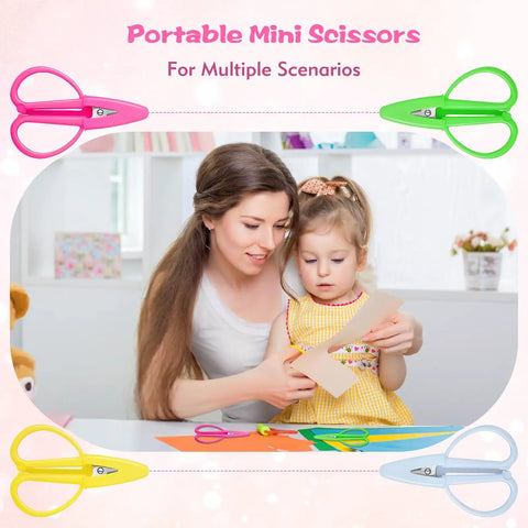4 Pack Mini Scissors Set With Color Covers Small Sharp Scissors for Travel Crafts Sewing Embroidery DIY on the Go