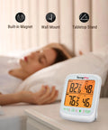 Longest Range Wireless Indoor Outdoor Thermometer With Sensor And Humidity Monitor 1000 Ft RF Tech For Real Time Temperature And Humidity Readings Easy Setup No Fuss Monitoring Crystal Clear Readings, bedside display with wall mount and tabletop stand