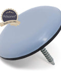 Top Shelf 32 Pack PTFE Furniture Sliders With Nail Down Mount Round Grey Blue Finish For Every Floor Type, close-up view of slider.