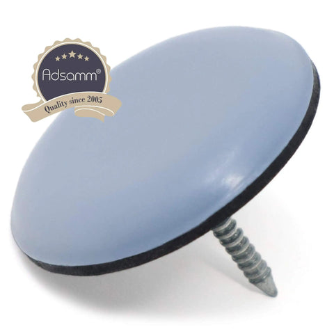 Top Shelf 32 Pack PTFE Furniture Sliders With Nail Down Mount Round Grey Blue Finish For Every Floor Type, close-up view of slider.