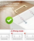 Diagram showing how to measure installation holes for Brushed Gold Cabinet Pulls 3-3/4 Inch Hole Center, 10 Pack Solid Metal Kitchen Handles