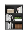 3-Tier Wide Book Shelf For Living Room, Bedroom, And Home Office, black open design, 9.7 x 23.7 x 31.5 inches, with books and decor