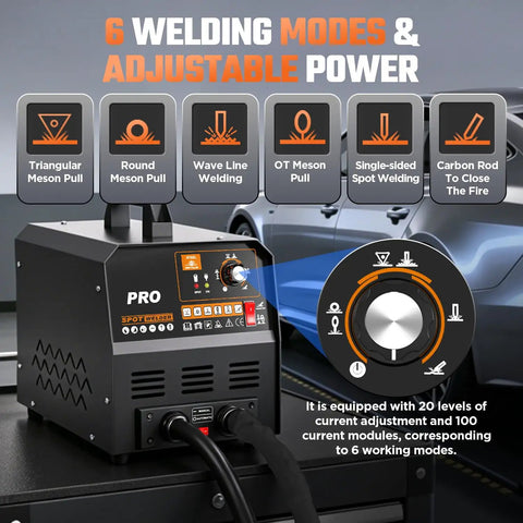 Dent Puller Welder 3500W Spot Welding Tool For Auto Body Repair with 6 welding modes displayed