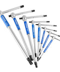 8 Piece Metric T Handle Hex Key Wrench Set With Speed Sleeves For Fast Spin Action, Sliding Top Handle For T Or L Shape, Long Shafts, Handy Storage Rack