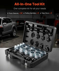 Pull and Press Sleeve Kit, 28 Piece Set, Heavy Duty Steel Bush Removal and Insertion Sleeves With Carrying Case in open view