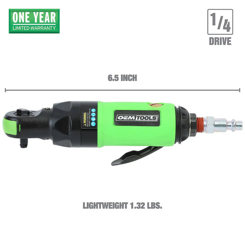 Quarter Inch Drive Air Ratchet With 700 RPM And 50 Ft Lb Torque, Lightweight Yet A Real Workhorse, Compact Auto Tool