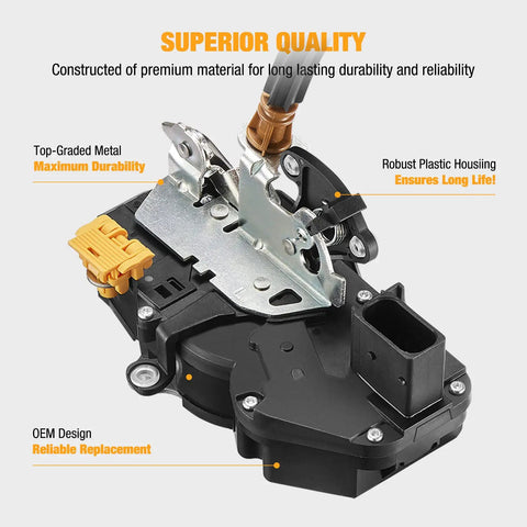 Power Door Lock Latch Actuator With Cable Front Left Driver Side for Chevrolet Silverado Sierra 1500 2500HD 3500HD Direct Replacement