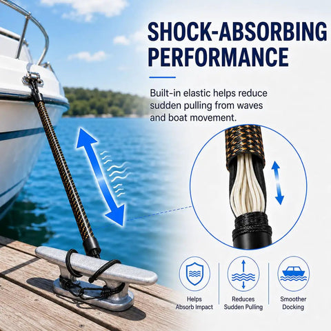 Two Pack Bungee Dock Line Set For Tracker Grizzly 1648 Jon Boat, elastic cord securing boat to dock at 22-inch length