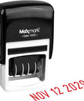 Built Tough Self Inking Date Stamp With Bright Red Ink And Big Bold Four Millimeter Dates Quick Spin Wheels for easy date updates.