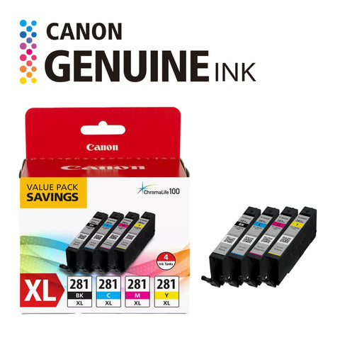 XL Four Color Dye Based Ink Value Pack Black Cyan Magenta Yellow For Compatible All In One Printers Including TR8520 TS9120