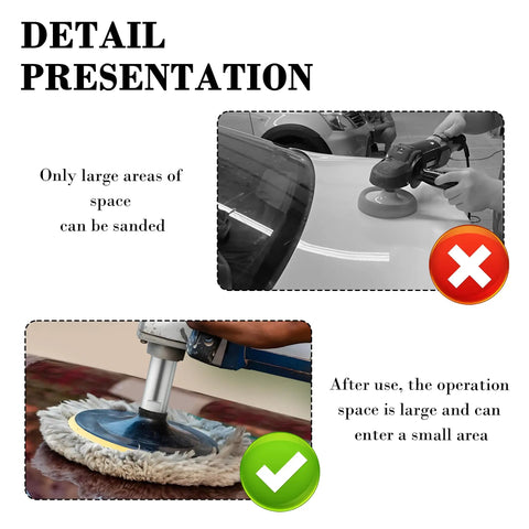 5/8-11 Thread Angle Grinder Extension Shaft For Buffering Pads And Car Polishers, Universal Grinder Attachments Amp Up Reach, Compatibility With Most Angle Grinders, Easy Install, Durable Steel Construction showing grinder polishing in tight and open areas
