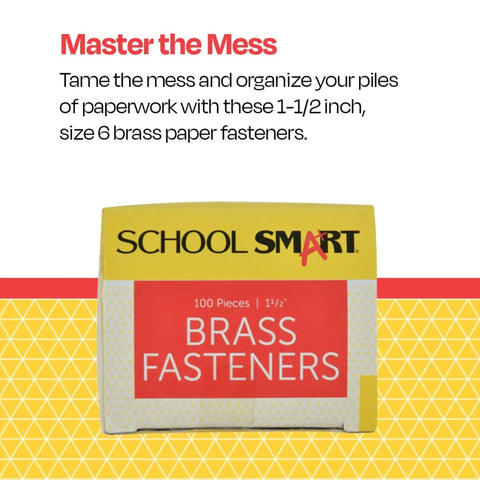 Top Shelf Brass Plated Fasteners 1-1/2 Inches Size 6 Bulk Pack Of 100 Heavy Duty Binding Pins for organizing paperwork.