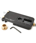 Top Shelf Router Dado Jig With CNC Machined Aluminum Carriage And One Inch Precision Bushing for precise slot cutting.